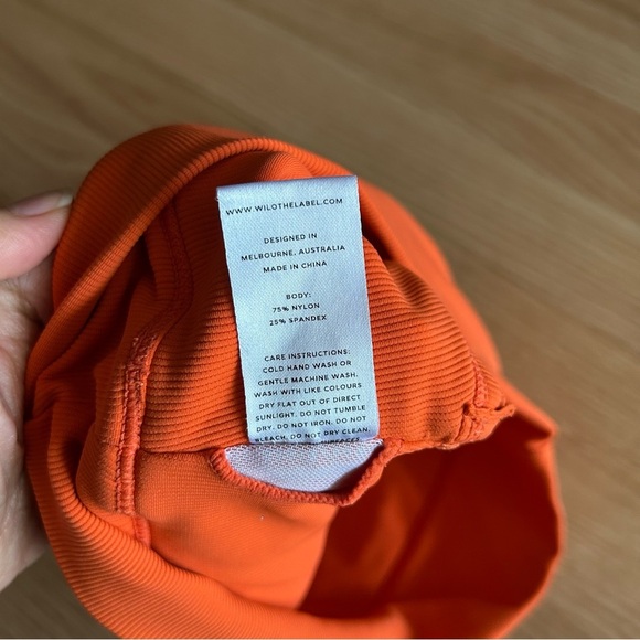 Wilo The Label Orange Ribbed Longline Active Sports Tank Small - Picture 3 of 6